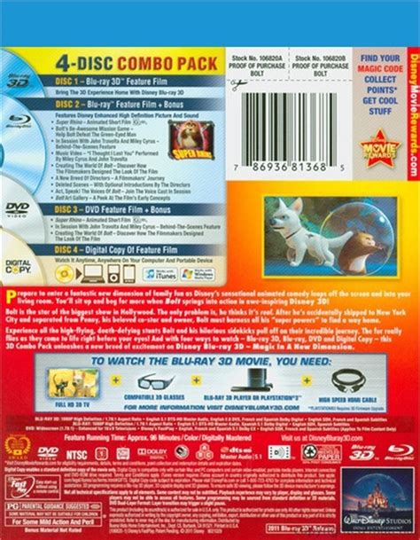 Bolt 3D (Blu-ray 3D + Blu-ray + DVD + Digital Copy) (Blu-ray 2008) | DVD Empire