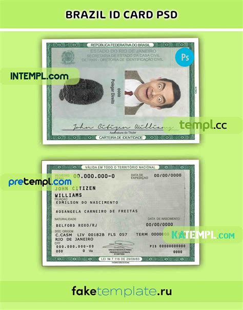 Brazil identity card PSD download template, 2010-present - Intempl - Medium