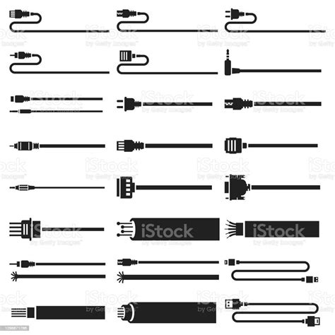 電纜圖示集向量圖形及更多電線圖片 電線 網線插頭 光纖 Istock