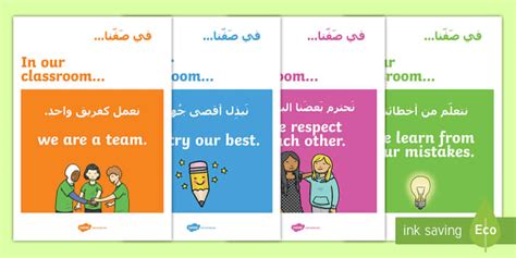 In Our Classroom Display Posters Arabic English Eal In Our Classroom