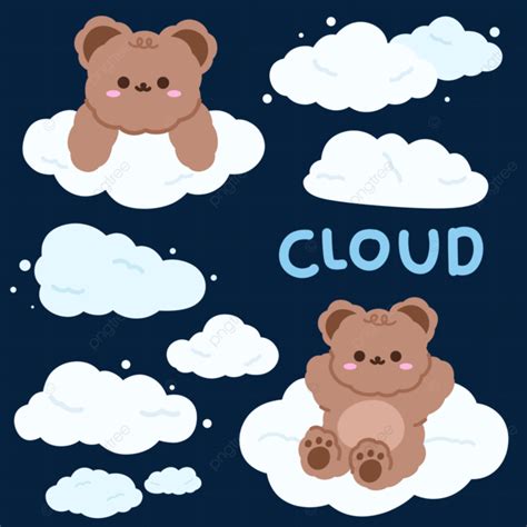 Bear In Cloud And Elements Korean Sticker Bear Cloud Clouds Cute