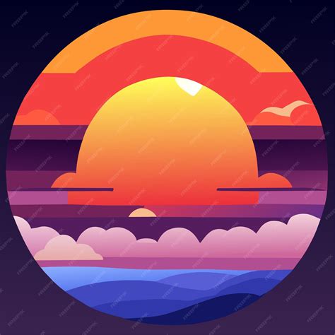 Premium Vector | Cartoon sunset or sunrise gradient sky with clouds and sun