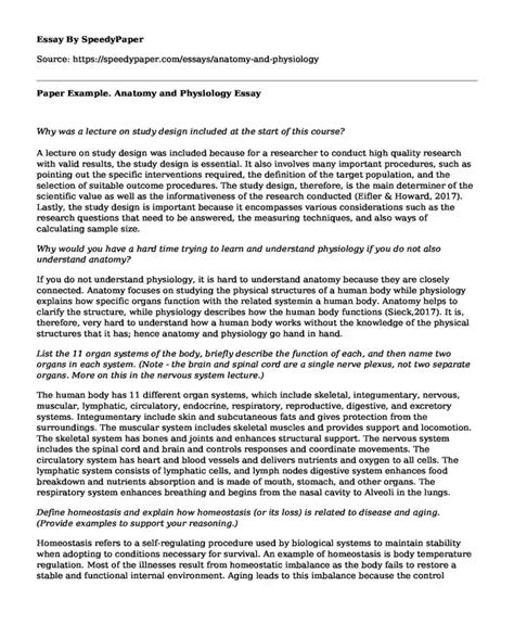 📗 Paper Example. Anatomy and Physiology | SpeedyPaper.com