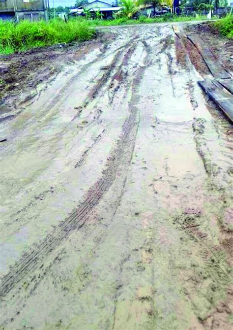 Leguan road in impassable state - Guyana Times