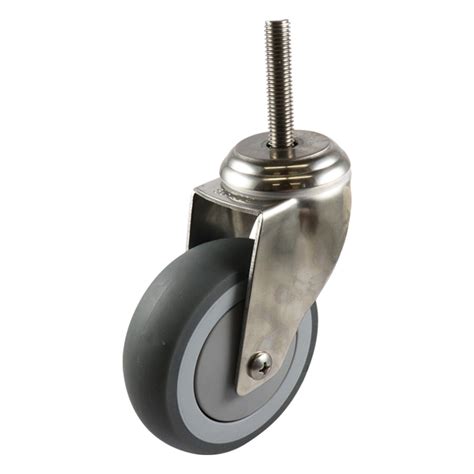 Easyroll 75mm Grey Rubber Swivel Threaded Stem Castors G7 Series 80kg 1pc