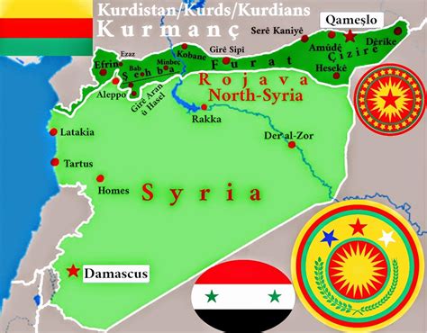 Map of Rojava North Syria, Kurdistan/Kurds/Kurdians Area Kurdistan ...