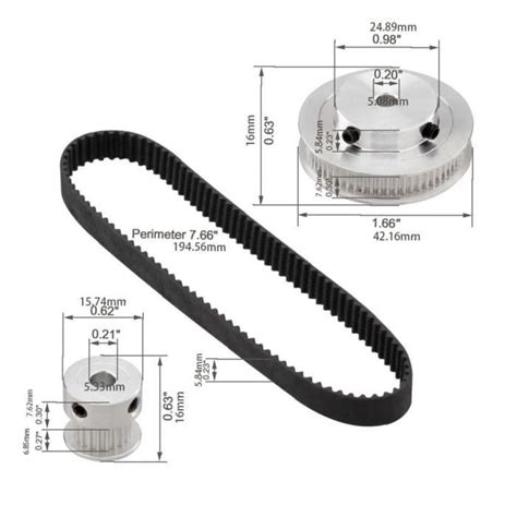 Roue synchrone 2GT 20 60 dents alésage poulie de distribution en