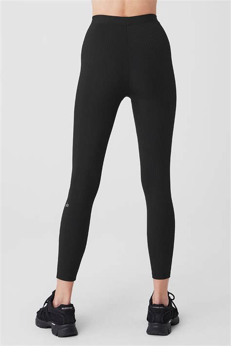 High Waist 7 8 Run It Back Legging Black Alo Yoga