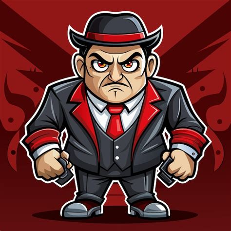 Premium Vector Cartoon Gangster In Suit Holding Two Guns