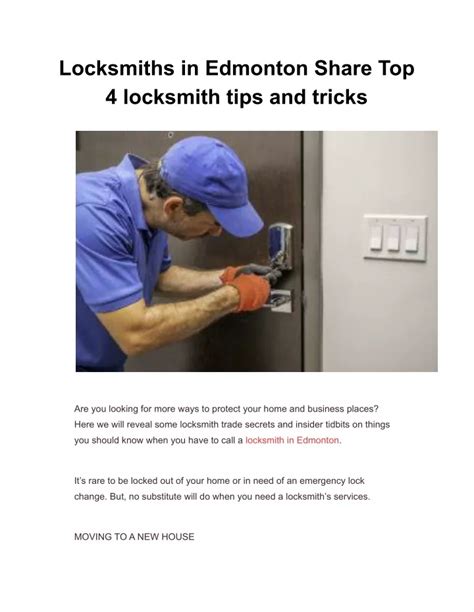 PPT Locksmiths In Edmonton Share Top 4 Locksmith Tips And Tricks