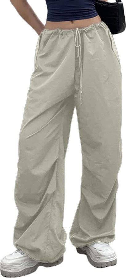 Shuyun Baggy Cargo Trousers Women Parachute Pants Y2k Drawstring Low