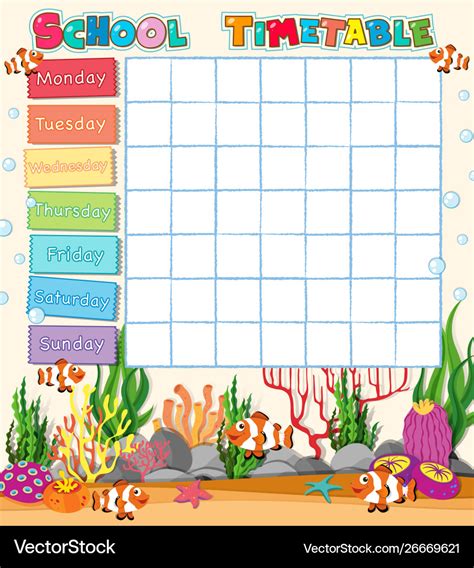 School Timetable Template For Kids