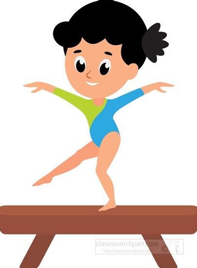 Gymnastics Clipart-young girl practicing Gymnastics on Balance Beam Clipart