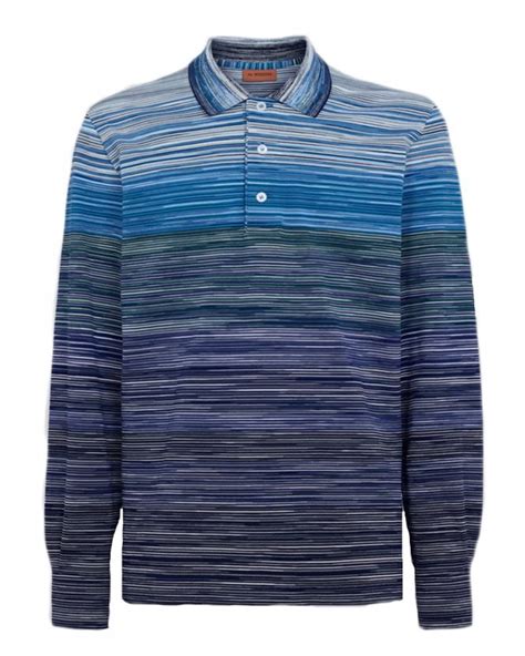 Missoni Mens Space Dye Polo Shirt Blue