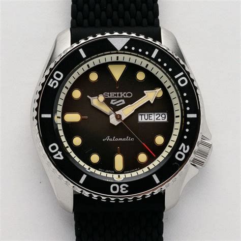 Seiko 5 Sports 24 Jewel Automatic Watch Black Dial And Silicone Strap Srpd95 Watchcharts