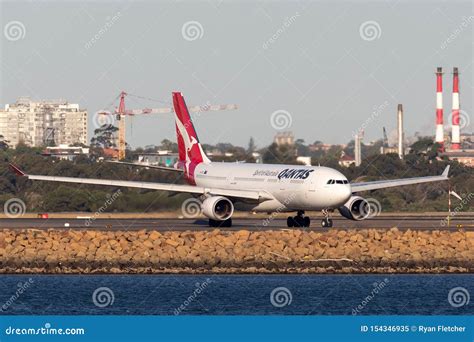 Qantas Airbus A330 Large Passenger Airliner On The Tarmac At Sydney Airport Editorial Image