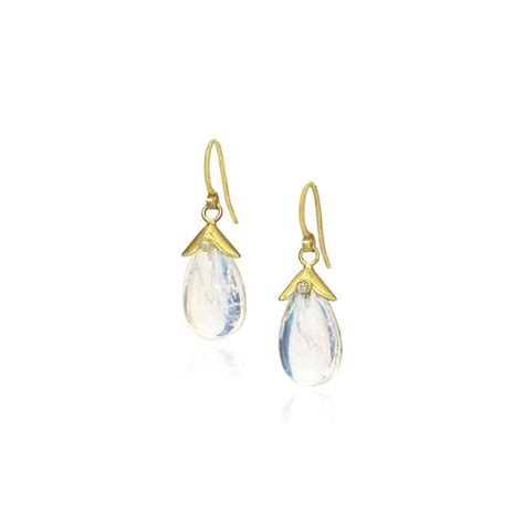 Smooth Tear Drop Shaped Moonstone Earrings J McVeigh Jewelry