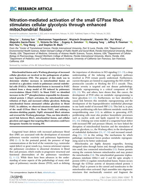 Pdf Nitration Mediated Activation Of The Small Gtpase Rhoa Stimulates