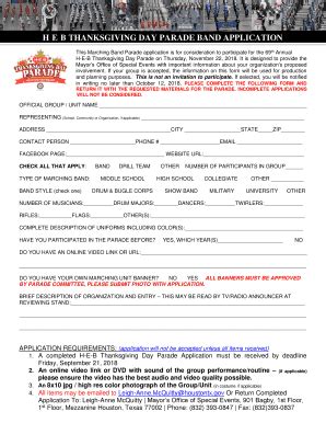 Fillable Online This Marching Band Parade Application Is For