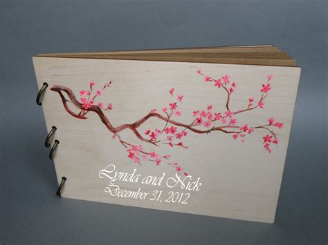 Wedding Wooden Guest Book Hand Painted Bridal Shower Engagement