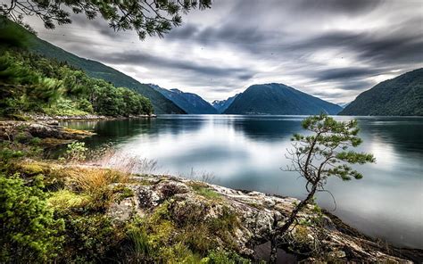 Lake, mountains, Norway, Dragsviki, Sognefjord, HD wallpaper | Peakpx