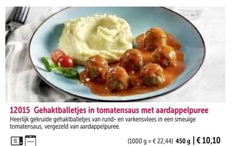 Gehaktballetjes In Tomatensaus Met Aardappelpuree Aanbieding Bij