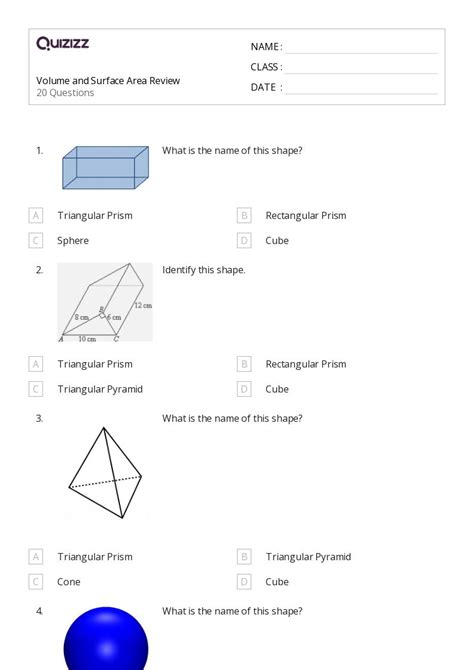 50 Volume And Surface Area Worksheets For 9th Grade On Quizizz Free And Printable