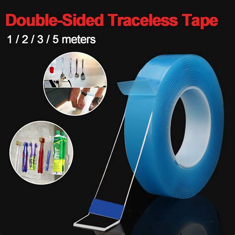 1 2 3 5M Reusable Double Sided Tape Heavy Duty Adhesive Transparent