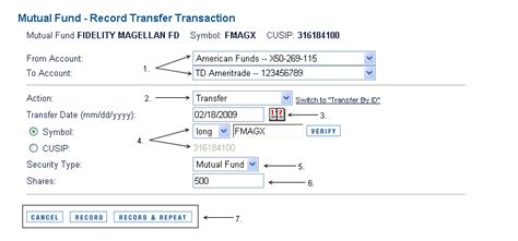 Mutual Fund Record Transfer Transaction