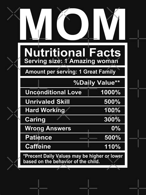 Bonus Mom Nutritional Facts T Shirt For Sale By Walid Farroj