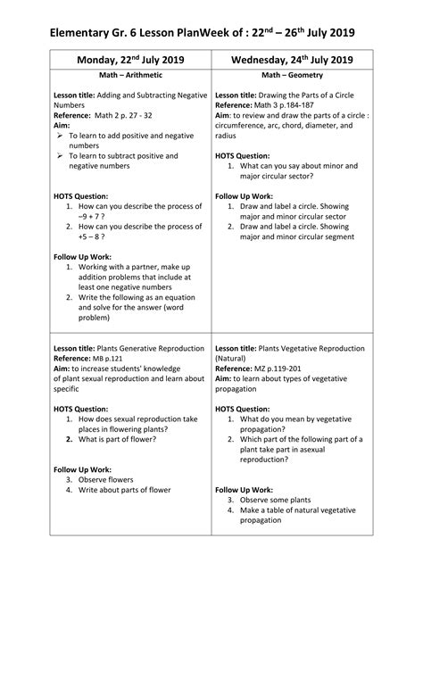 Montessori Lesson Plans Worksheets