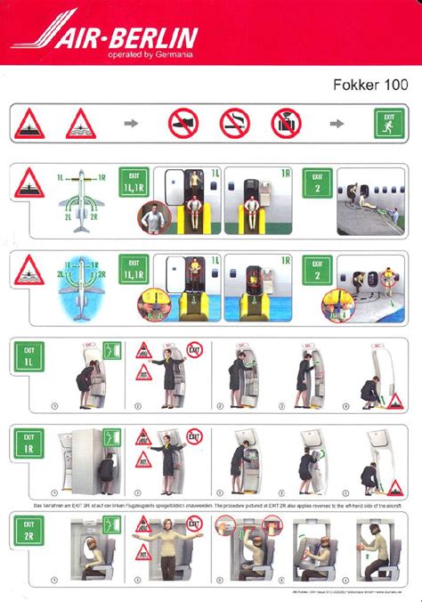 AirCollection Airline Safety Card Air Berlin Fokker 100 V2