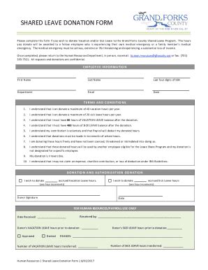 Fillable Online Gfcounty Nd Shared Leave Donation Form Grand Forks