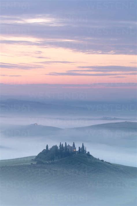 Podere Belvedere And Mist At Sunrise San Quirico D Orcia Val D Orcia