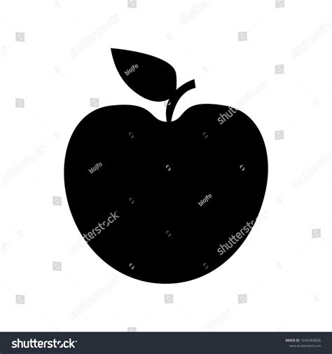 Apple Silhouette Black White Vector Illustration Stock Vector (Royalty ...