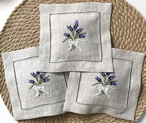 Hcraft Hand Embroidered Lavender Sachet Bags 6x6 Set Of