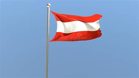 Austrian Flag On Flagpole Austria Flag Fluttering In The Wind D