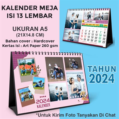 Jual Kalender Meja Custom Foto Kalender Duduk 2024 Ukuran A5 Shopee