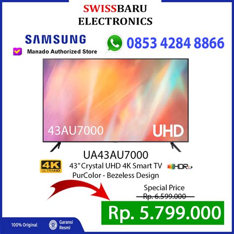 Samsung LED Crystal UHD 4K Smart TV 43 43AU7000 Swiss Baru