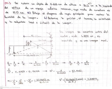 34 5 Se Coloca Un Objeto De 0 600 Cm De Altura A 16 5 Cm A La Izquier