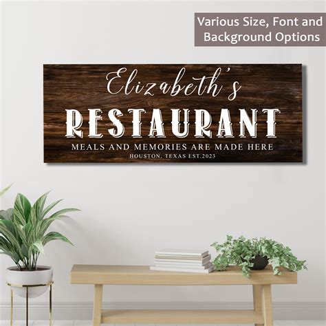 Personalized Vintage Restaurant Sign Kitchen Wall Art For Etsy