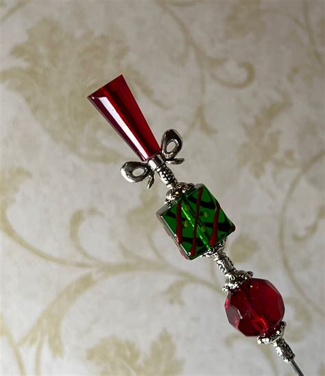 Sparkling Red And Green Christmas T Hatpin Glass Choose Your Length