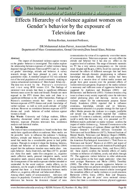 Pdf Effects Hierarchy Of Violence Against Women On Genders Behavior