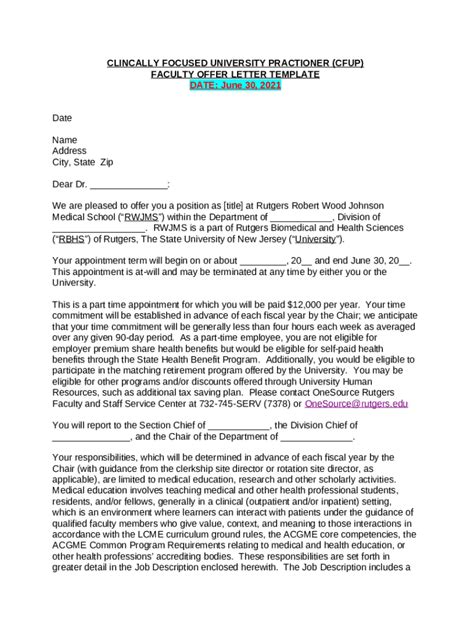 Tenure Track Offer Letter Template Pdf University Of Houston Doc