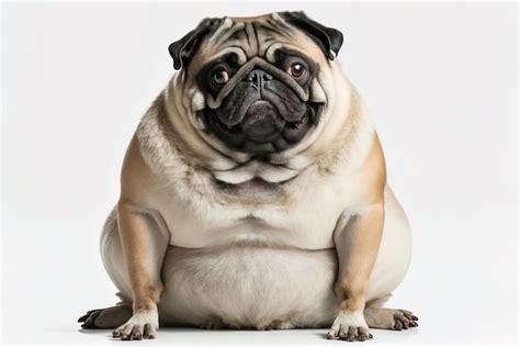 Premium Photo Cartoon Of A Chubby Pug On A White Backdrop