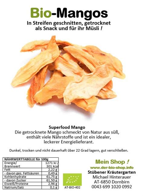 Bio Getrocknete Mangos In Streifen G