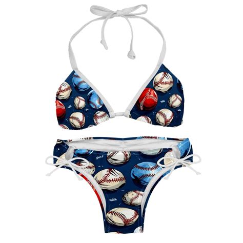 Baseball Bikini Set With Detachable Sponge Adjustable Strap Two Pack