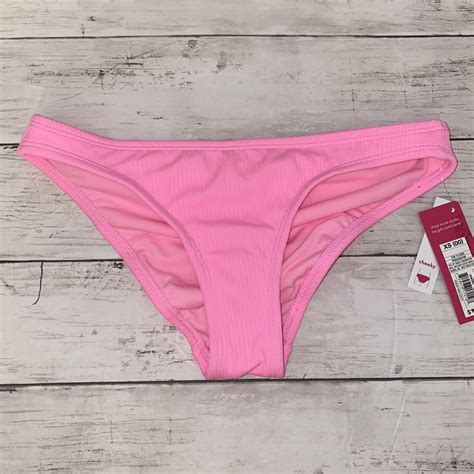 Xhilaration Bikini Bottom Womens XS Neon Pink Solid Ribbed Cheeky Ruched Swim XS EBay