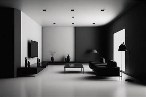 Premium Photo | Beautiful living room in black and white with luxurious