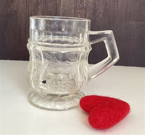 Antique 1904 Paneled Cherry Glass Cup Eapg Pattern Glass Sweetheart Mug Vintage Valentines